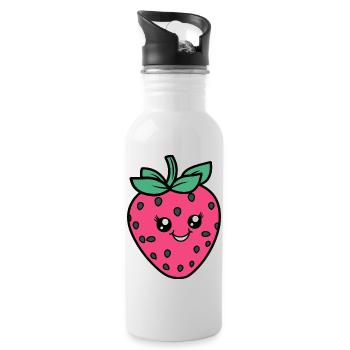 Strawberry Princess - Trinkflasche mit integriertem Trinkhalm - Weiß - Rechts