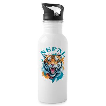 Tigre Du Népal - Gourde avec paille intégrée - blanc - Droite