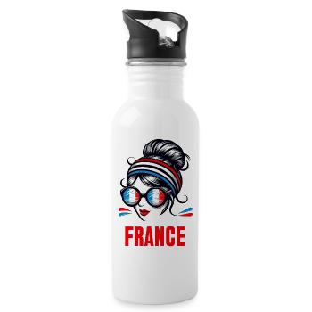 Stylisches France Girl: Retro-Chic mit modernem Twist - Trinkflasche mit integriertem Trinkhalm - Weiß - Rechts