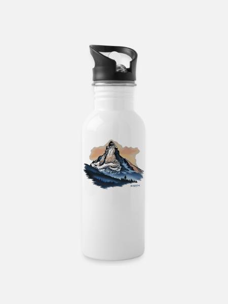 Matterhorn souvenir souvenir online shop - Water bottle with straw - white