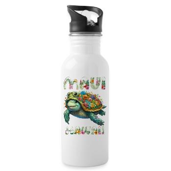 Hawaiian-Shirt Fun & Flair Maui Turtle Hibiscus - Water bottle with straw - white - Right