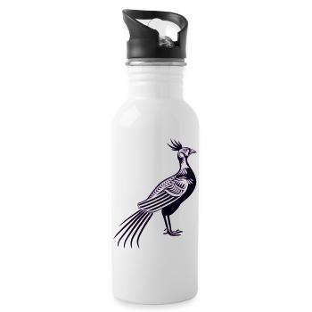Pheasant Bird bird feather wings sky fly nature art - Water bottle with straw - white - Right