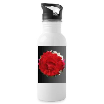 Rose in the shape of a sun - Water bottle with straw - white - Right