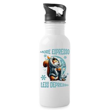 More Espresso Less Depresso - Water bottle with straw - white - Right