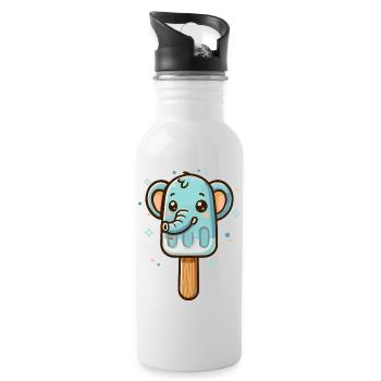 niedliches Elefant-Eis-Motiv für den Sommer - Trinkflasche mit integriertem Trinkhalm - Weiß - Rechts