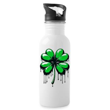 Four-leaf clover - Water bottle with straw - white - Right