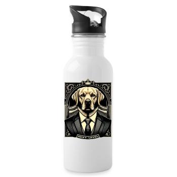 Dudley Labrador Anzug Next Level Hund Geschenk - Trinkflasche mit integriertem Trinkhalm - Weiß - Rechts