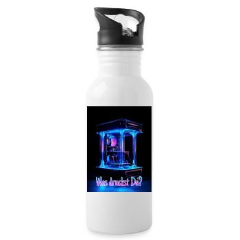 Was druckst Du? - 3D Druck Motiv - Trinkflasche mit integriertem Trinkhalm - Weiß - Rechts