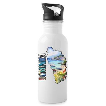 Watercolor Map Dominica - Water bottle with straw - white - Right