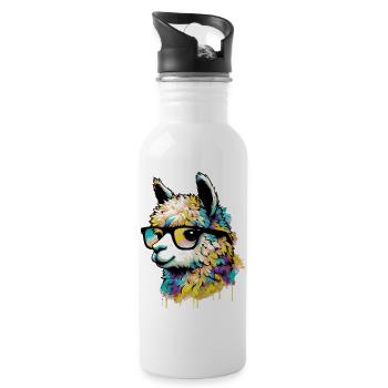 Alpaka - Trinkflasche mit integriertem Trinkhalm - Weiß - Rechts