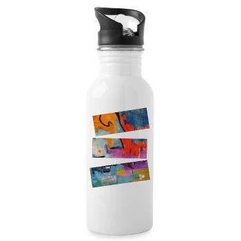 Un art abstrait vibrant aux tons lumineux - Gourde avec paille intégrée - blanc - Droite