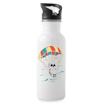 Aviation Skull With Umbrella - Water bottle with straw - white - Right