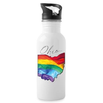 Ohio (United States) | Real Flag | LGBTQIA+ Script - Water bottle with straw - white - Right