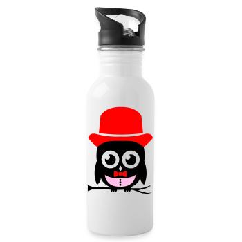 eule sir 02 Kopie - Trinkflasche mit integriertem Trinkhalm - Weiß - Rechts
