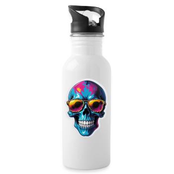 skull - Water bottle with straw - white - Right