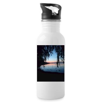 Sonnenuntergang - Trinkflasche mit integriertem Trinkhalm - Weiß - Rechts
