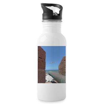 Winged Freedom over the Ocean - Water bottle with straw - white - Right