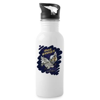 Weltraum-Huhn - Trinkflasche mit integriertem Trinkhalm - Weiß - Rechts