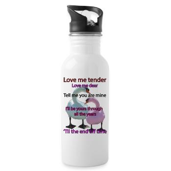 Liebe mich zärtlich - Trinkflasche mit integriertem Trinkhalm - Weiß - Rechts