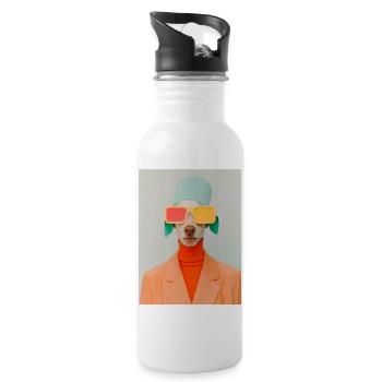 AP Surreal Human Dog Portrait 2 August 2024 - Trinkflasche mit integriertem Trinkhalm - Weiß - Rechts