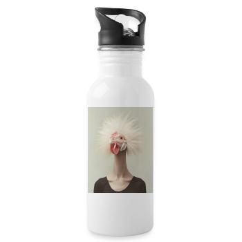 AP Surreal Chicken Portrait 2 August 2024 - Trinkflasche mit integriertem Trinkhalm - Weiß - Rechts