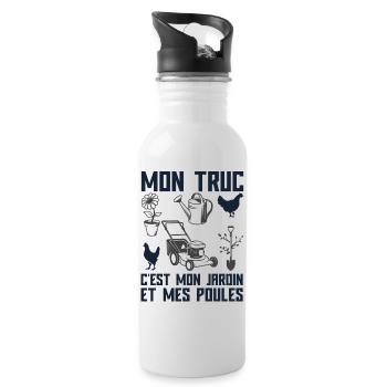 Humour Jardinage Retraite Cadeau Jardinier Poules - Gourde avec paille intégrée - blanc - Droite