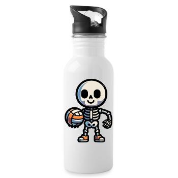 Skeleton with volleyball - Water bottle with straw - white - Right