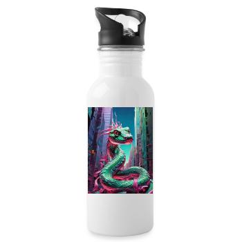serpent sur la ville - Gourde avec paille intégrée - blanc - Droite
