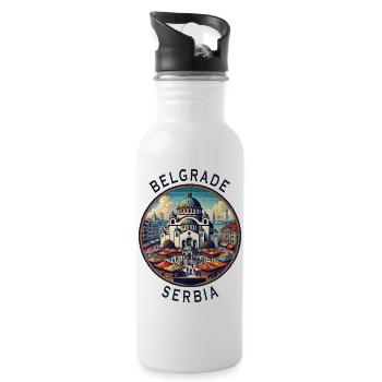 Belgrad Serbien Beograd Design - Trinkflasche mit integriertem Trinkhalm - Weiß - Rechts