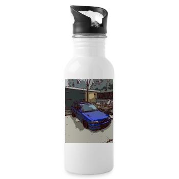 AstraCaravan - Trinkflasche mit integriertem Trinkhalm - Weiß - Rechts