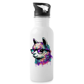 Alpaka - Trinkflasche mit integriertem Trinkhalm - Weiß - Rechts