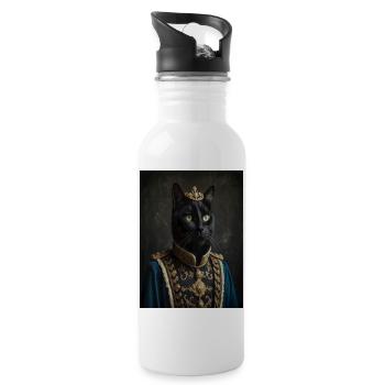 Stehende Katze in orientalischer Tracht - Trinkflasche mit integriertem Trinkhalm - Weiß - Rechts
