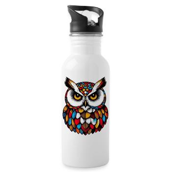 Owl - Water bottle with straw - white - Right