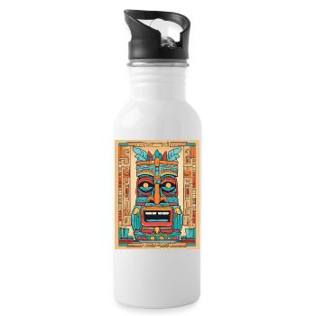 Masque Tiki coloré - Gourde avec paille intégrée - blanc - Droite