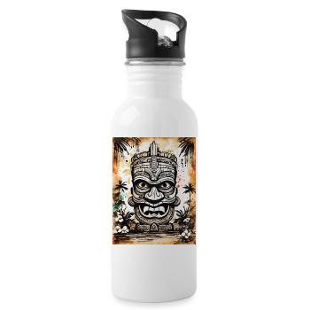 Masque Tiki Asie Art - Gourde avec paille intégrée - blanc - Droite