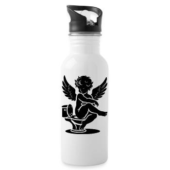 Humorvoller Engel:Himmlischer Spaß für Zuhause - Trinkflasche mit integriertem Trinkhalm - Weiß - Rechts