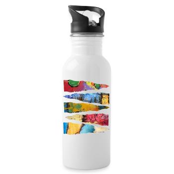 Conception abstraite de couche de peinture colorée - Gourde avec paille intégrée - blanc - Droite