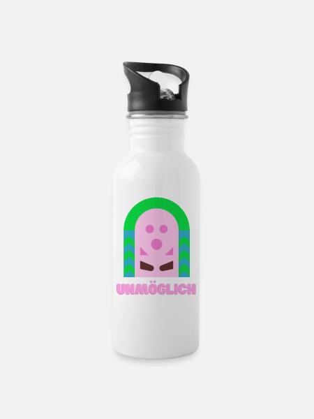 Unmöglich - Trinkflasche mit integriertem Trinkhalm - Weiß