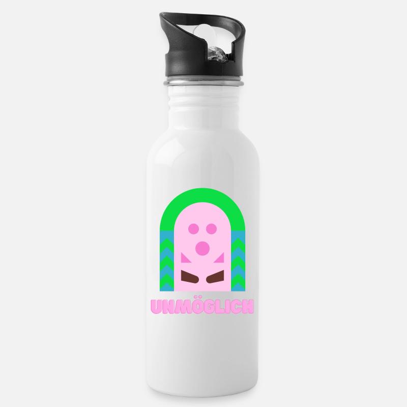 Unmöglich - Trinkflasche mit integriertem Trinkhalm - Weiß