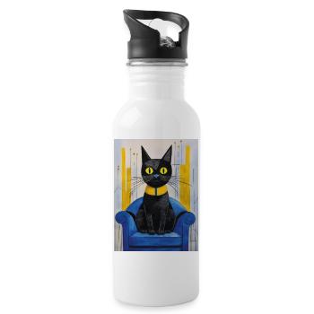 Le chat - Gourde avec paille intégrée - blanc - Droite