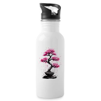 Pink bonsai dream - Water bottle with straw - white - Right