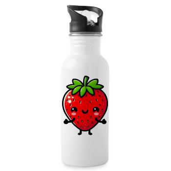 Fraise Fraises - Gourde avec paille intégrée - blanc - Droite