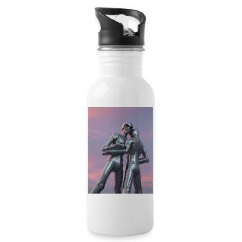 Futuristische Liebesumarmung Futuristic Love - Trinkflasche mit integriertem Trinkhalm - Weiß - Rechts