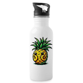 Ananas - Gourde avec paille intégrée - blanc - Droite