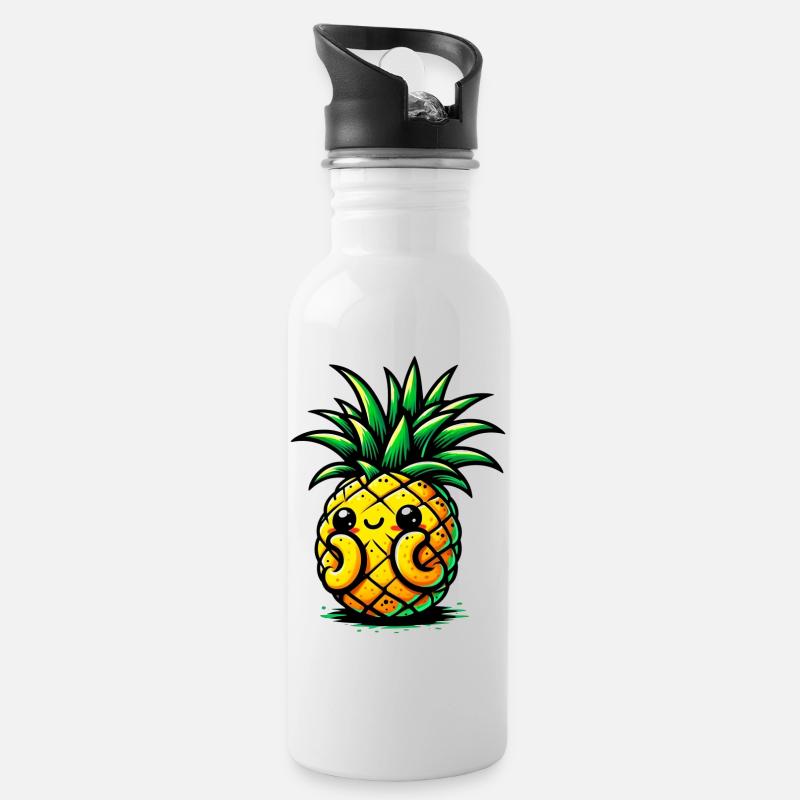 Ananas - Gourde avec paille intégrée - blanc