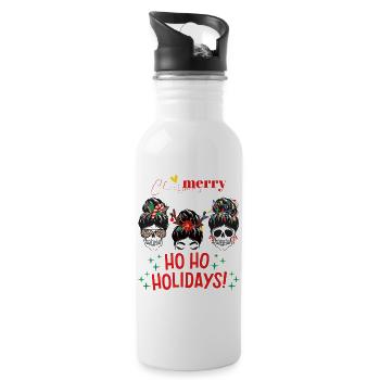 Gothic Schädel  Gemütlicher Weihnachtszauber - Trinkflasche mit integriertem Trinkhalm - Weiß - Rechts