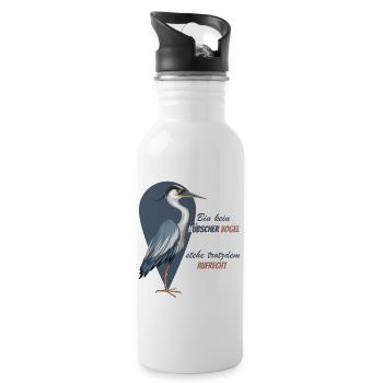 Bin kein hübscher Vogel - Trinkflasche mit integriertem Trinkhalm - Weiß - Rechts