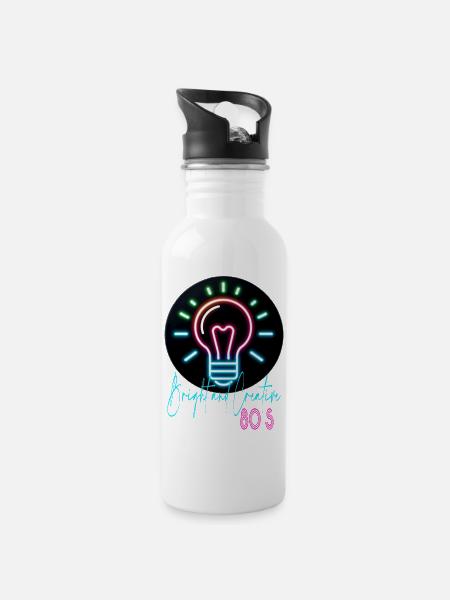 80er Jahre - Trinkflasche mit integriertem Trinkhalm - Weiß