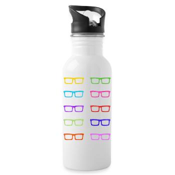 Colourful Glasses - Water bottle with straw - white - Right