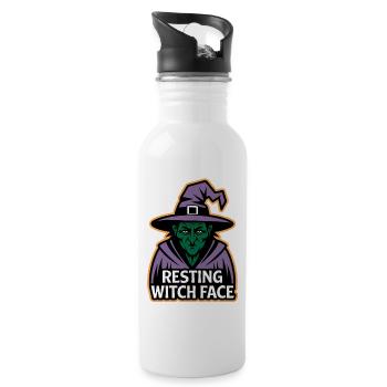 Resting Witch Face - Water bottle with straw - white - Right